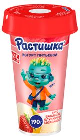 Изображение товара Йогурт питьевой детский «Растишка» Бананово-клубничное мороженое 2,8% БЗМЖ, 190 г