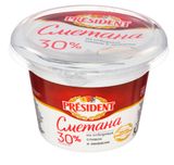 Изображение товара Сметана President 30% БЗМЖ, 180 г