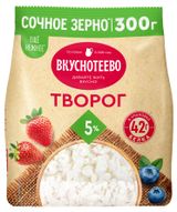 Изображение товара Творог классический рассыпчатый «Вкуснотеево» в пакете 5% ГОСТ БЗМЖ, 300 г