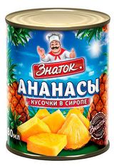 Изображение товара Ананас консервированный «Знаток» кусочки в сиропе Таиланд, 565 г