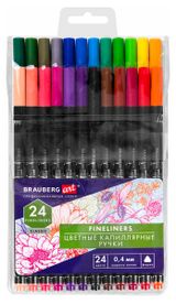 Изображение товара Набор капиллярных ручек BRAUBERG Art Classic 0,4 мм, 24 цвета