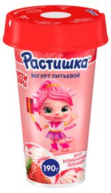 Изображение товара Йогурт питьевой детский «Растишка» с клубничным пломбиром 2.8% БЗМЖ, 190 г
