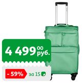 Изображение товара Чемодан мягкий Airport 8 колес зеленый, размер M