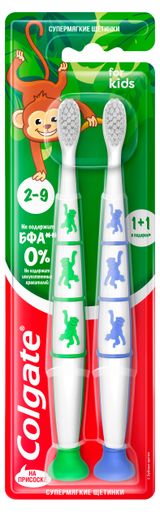 Изображение товара Зубная щетка Colgate for kids супермягкая на присоске 2-9 лет, 2 шт