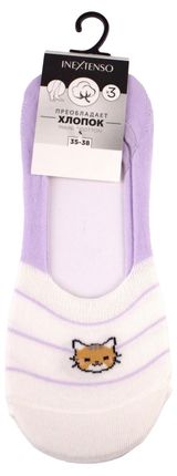 Изображение товара Следки женские InExtenso бело-фиолетовые 3 шт, р 35/38-39/42