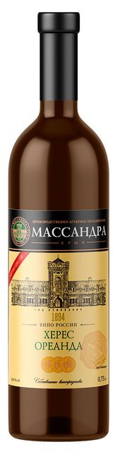 Изображение товара Вино крепленое «Массандра» Херес Ореанда белое сухое Россия, 0,75 л