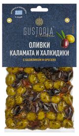 Изображение товара Оливки Gustoria микс с базиликом и орегано Греция, 200 г