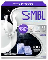 Изображение товара Таблетки для посудомоечных машин Simbl Crystal Care очищение + защита, 100 шт