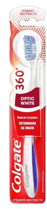 Изображение товара Зубная щетка  Colgate 360 Optic White  отбеливающая, средней жесткости