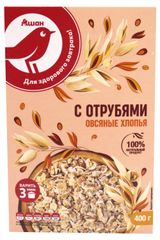 Изображение товара Хлопья овсяные АШАН Красная птица с отрубями, 400 г