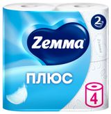Изображение товара Туалетная бумага Zemma Плюс Без аромата 2 слоя, 4 рулона