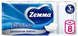 Изображение товара Туалетная бумага Zemma Deluxe Деликатная Забота 3 слоя, 8 рулонов