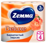 Изображение товара Туалетная бумага Zemma Deluxe Бархатистый персик 3 слоя, 4 рулона