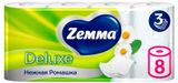 Изображение товара Туалетная бумага Zemma Deluxe Нежная Ромашка 3 слоя, 8 рулонов