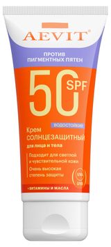 Изображение товара Крем солнцезащитный для лица и тела Aevit против пигментных пятен водостойкий SPF 50, 50 мл