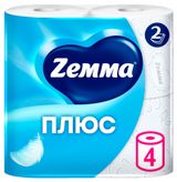 Изображение товара Туалетная бумага Zemma Плюс Без аромата 2 слоя, 4 рулона