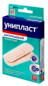 Изображение товара Лейкопластырь «Унипласт» Бактерицидный незаметный, 1,9 х 7,2 см, 20 шт