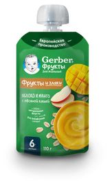 Изображение товара Пюре фруктовое Gerber яблоко и манго с овсяной кашей 6 мес., 110 г
