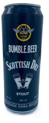 Изображение товара Пиво темное Bumble Beer Dry Stout нефильтрованное, 450 мл