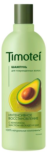 Изображение товара Шампунь для волос Timotei Интенсивное восстановление с кератином маслом авокадо и ши для поврежденных волос, 360 мл