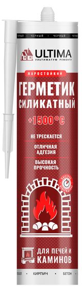 Изображение товара Герметик силикатный Ultima для печей термостойкий черный, 260 мл