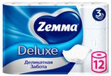 Изображение товара Туалетная бумага Zemma Deluxe Деликатная Забота 3 слоя, 12 рулонов