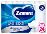 Изображение товара Туалетная бумага Zemma Deluxe Деликатная Забота 3 слоя, 24 рулона