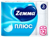 Изображение товара Туалетная бумага Zemma Плюс Белая 2 слоя, 12 рулонов