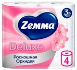 Изображение товара Туалетная бумага Zemma Deluxe Роскошная орхидея, 3 слоя, 4 рулона