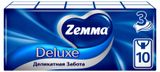 Изображение товара Платочки бумажные носовые Zemma Деликатная Забота 3 слоя, 10 х 10 шт
