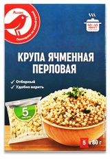 Изображение товара Крупа ячменная перловая АШАН Красная птица в варочных пакетах, 5х80 г