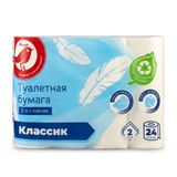 Изображение товара Бумага туалетная АШАН Красная птица Классик 2-х слойная, 24 рулона