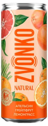 Изображение товара Напиток газированный Zvonko Natural апельсин-грейпфрут-лемонграсс, 330 мл