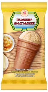 Изображение товара Мороженое молочное «Вологодский Пломбир» Пломбир на вареной сгущенке БЗМЖ, 100 г