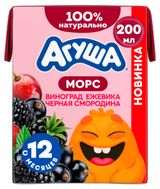 Изображение товара Морс детский «Агуша» виноград ежевика черная смородина с 12 мес., 200 мл