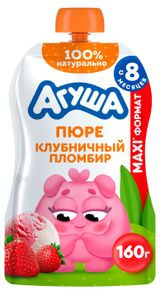 Изображение товара Пюре «Агуша» Клубничный пломбир с 8 мес., 160 г
