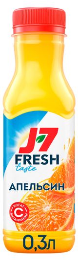 Изображение товара Сок J7 Fresh Taste Апельсин без сахара охлажденный, 0,3л