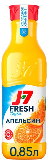 Изображение товара Сок J7 Fresh Taste Апельсин с мякотью без сахара охлаждённый, 850 мл