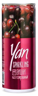 Изображение товара Напиток сокосодержащий Yan Sparkling из сока вишни газированный, 250 мл