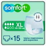 Изображение товара Подгузники-трусы для взрослых Somfort Pants Active normal XL, 15 шт