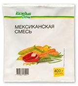 Изображение товара Овощная смесь «Каждый день» Мексиканская морковь зеленый горошек кукуруза фасоль перец болгарский замороженная, 400 г