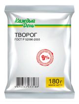 Изображение товара Творог «Каждый день» брикет 9% БЗМЖ, 180 г