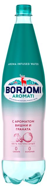 Изображение товара Напиток на основе природной минеральной воды Borjomi Aromati со вкусом вишни и граната газированный Грузия, 1 л