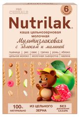 Изображение товара Каша молочная Nutrilak Мультизлаковая с яблоком и малиной PROCEREALS цельнозерновая с 6 мес БЗМЖ, 200 г