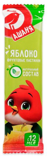 Изображение товара Фруктовые пастилки АШАН Красная птица Ашаня яблоко с 12 мес., 15 г