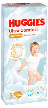 Изображение товара Подгузники Huggies Ultra Comfort для мальчиков 5 (12-22 кг), 56 шт