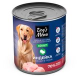 Изображение товара Корм влажный для собак Dog`s Menu индейка кусочки в соусе, 750 г