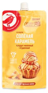 Изображение товара Продукт молочный сгущенный АШАН Красная птица Топпинг Соленая карамель, 250 г