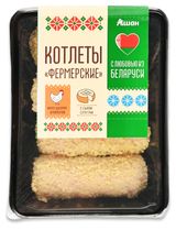 Изображение товара Котлеты из мяса цыпленка-бройлера АШАН Красная птица с любовью из Беларуси Фермерские охлажденный, 500 г