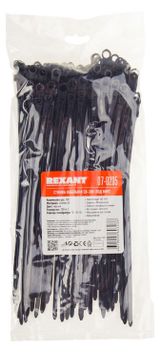 Изображение товара Стяжка нейлоновая Rexant под винт черная 200x4,3 мм, 100 шт